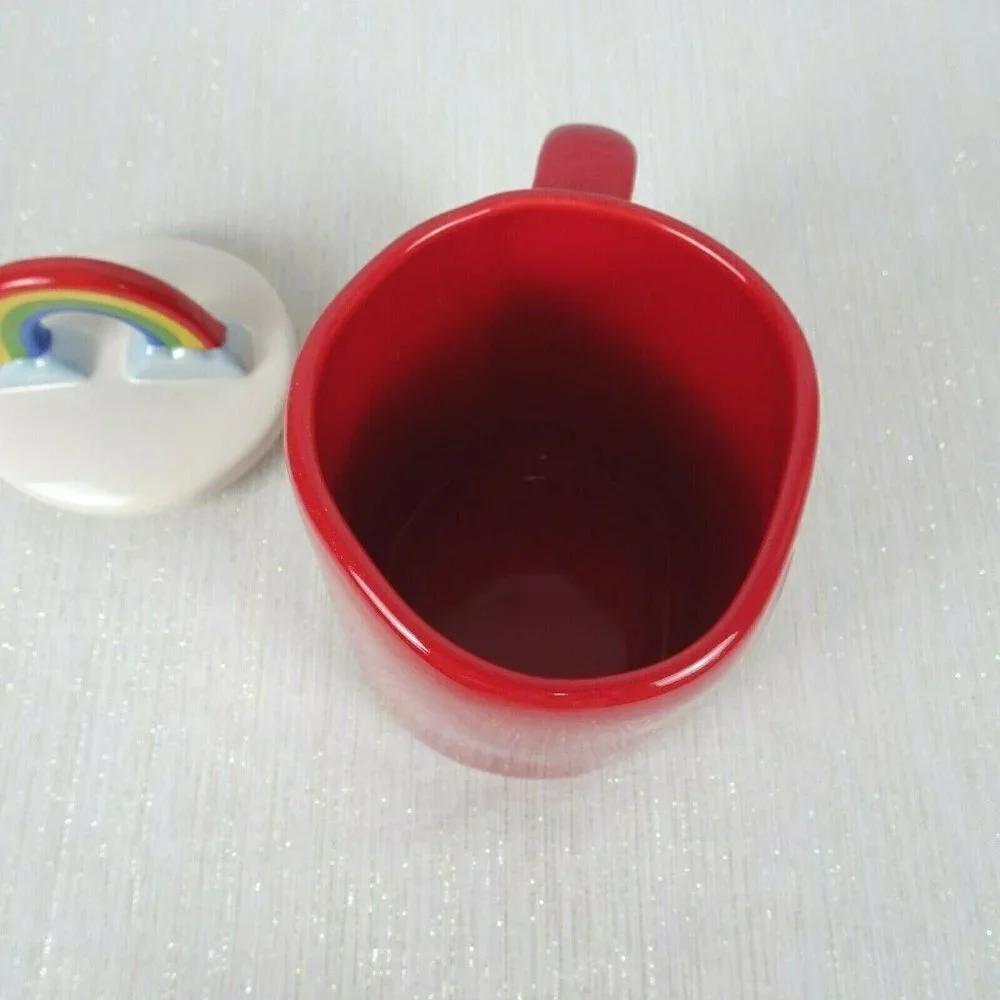 New RAE DUNN Rainbow 🌈 Figural Mug Love Is Equal Red With Lid Pride Home Decor